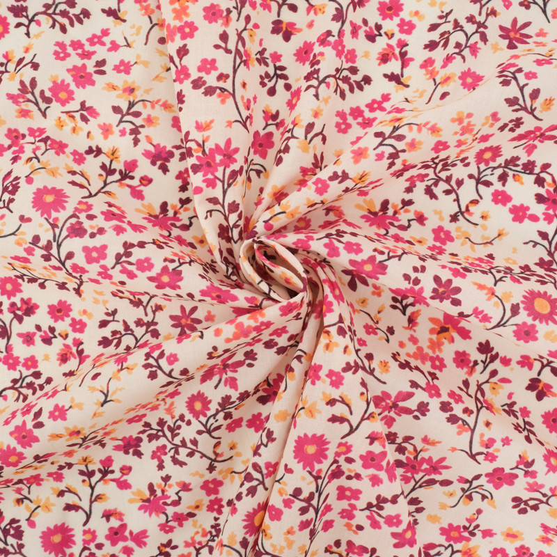 Popeline de Coton Mila Pink Collection Naturel - Maison Klem